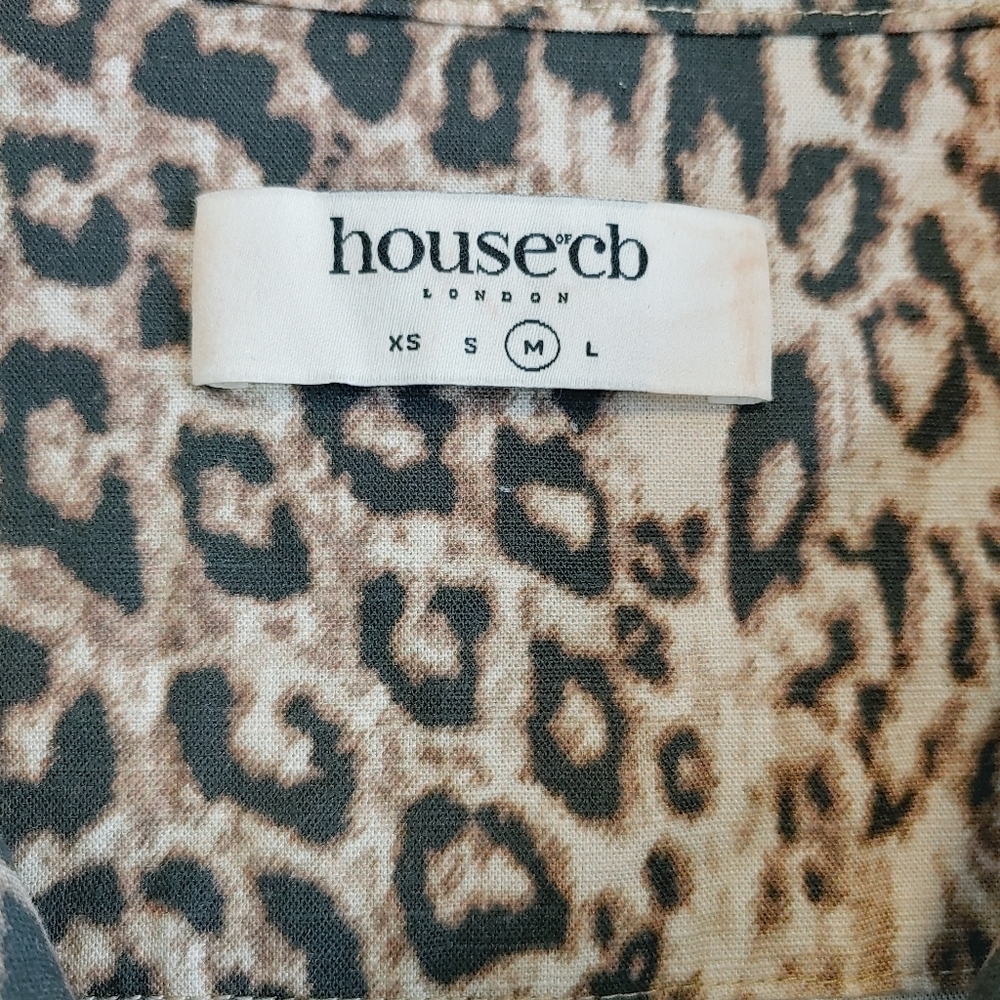 House of CB London Animal Print Short Sleeves Shirt Sz M Contemporary Casual - Picture 7 of 12